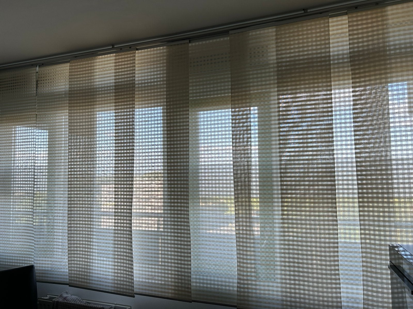 Paneelgordijnen - Lichtdoorlatend - Beige/Bruin, Huis en Inrichting, Stoffering | Gordijnen en Lamellen, Ophalen, Gebruikt, Beige