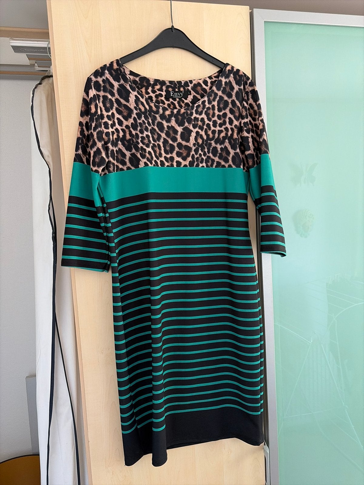 Envy jurk met luipaardprint en strepen, Kleding | Dames, Zwart, Maat 42/44 (L), Ophalen of Verzenden, Zo goed als nieuw