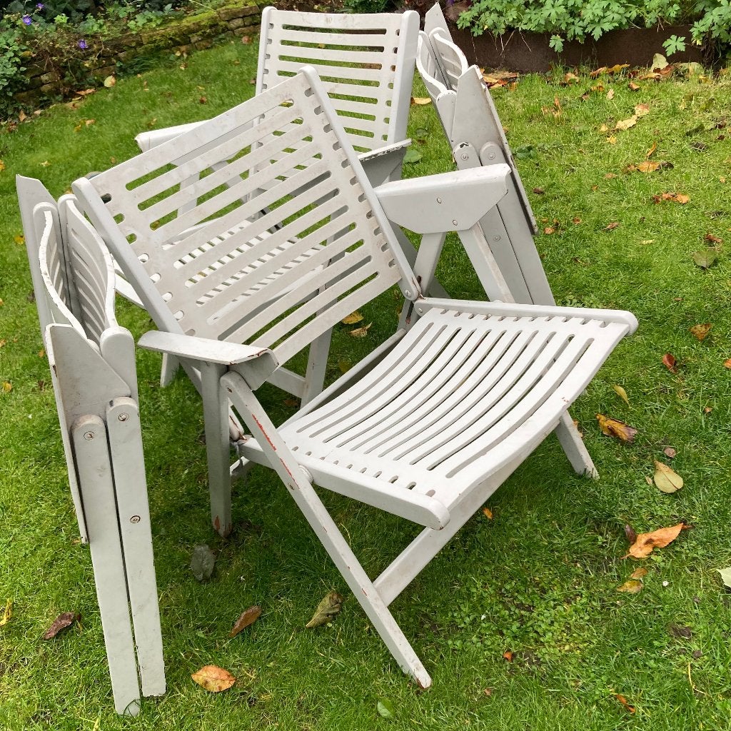 Vintage Design vouwstoelen van Niko Kralj, set van vier, Ophalen, Gebruikt, Wit, Vintage