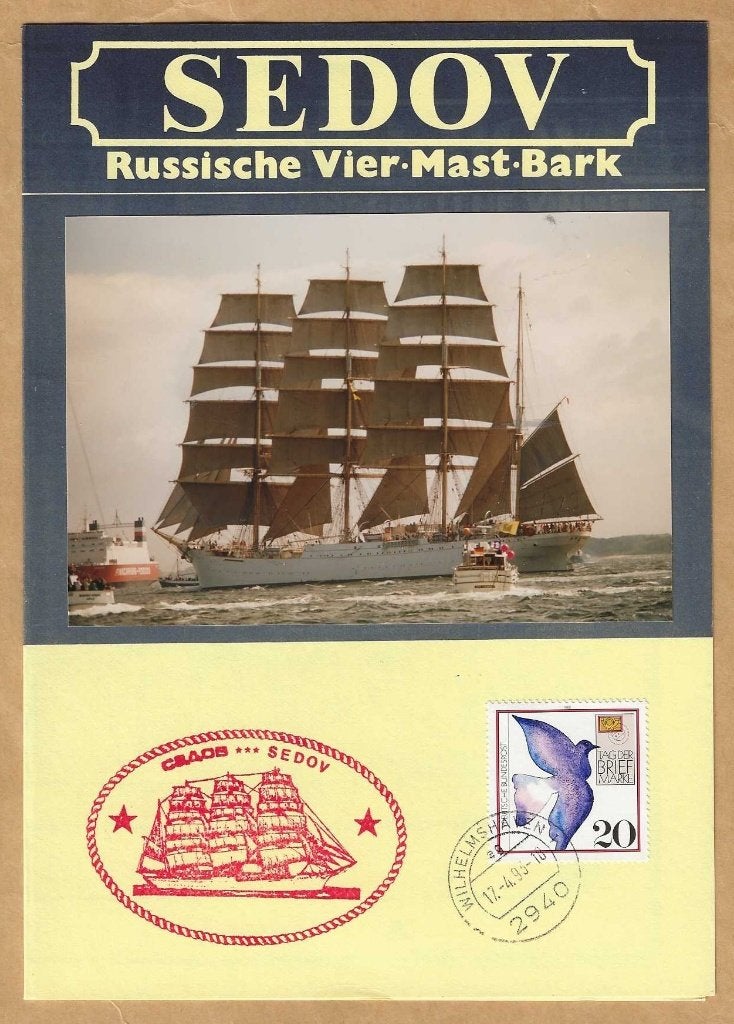 Sedov Russische Vier-Mast-Bark - Postzegel en informatie, Ophalen of Verzenden, Gestempeld, Overige thema's