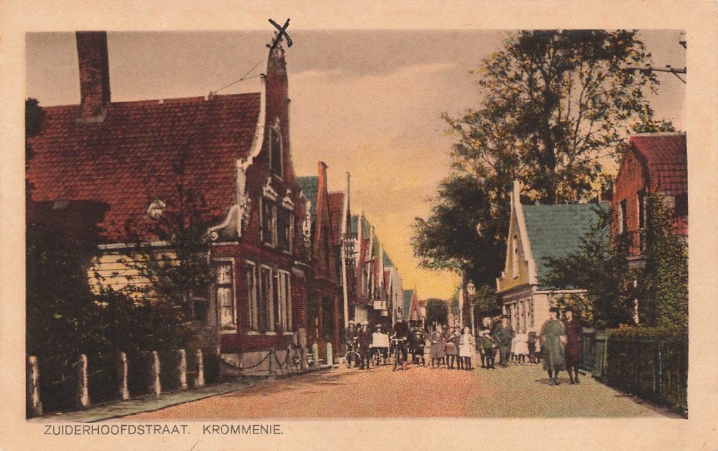 Krommenie, Zuiderhoofdstraat, Verzamelen, Ansichtkaarten | Nederland, Ophalen of Verzenden, 1920 tot 1940, Gelopen, Noord-Holland