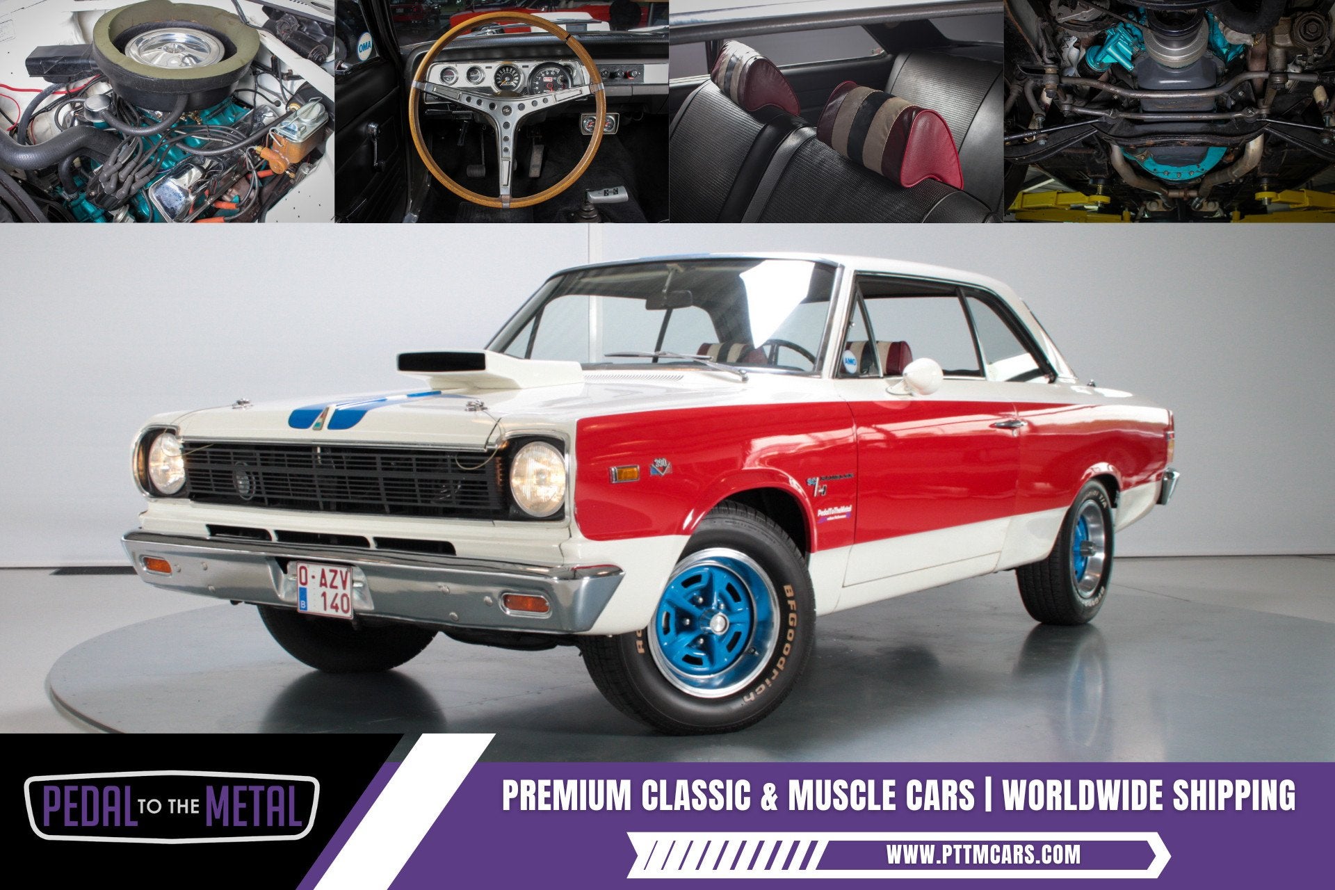 1969 AMC SC/Rambler Hurst, Achterwielaandrijving, 6390 cc, Wit, Leder