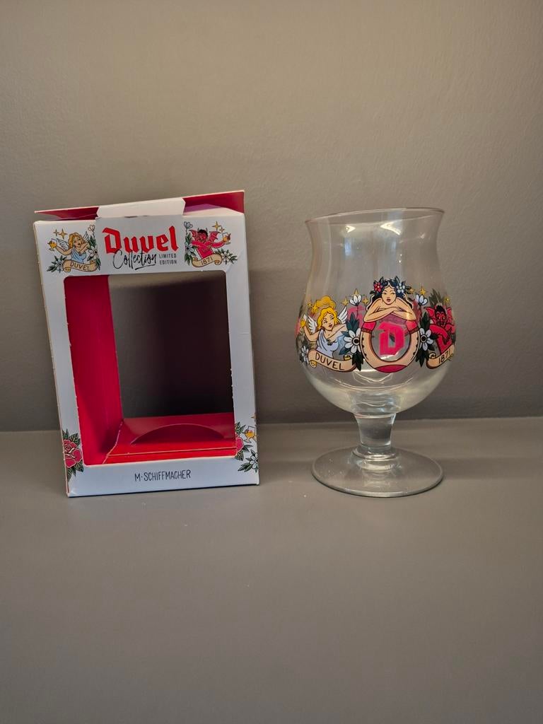 Schiffmacher Duvel glas in doos, Ophalen of Verzenden, Zo goed als nieuw, Glas of Glazen, Duvel
