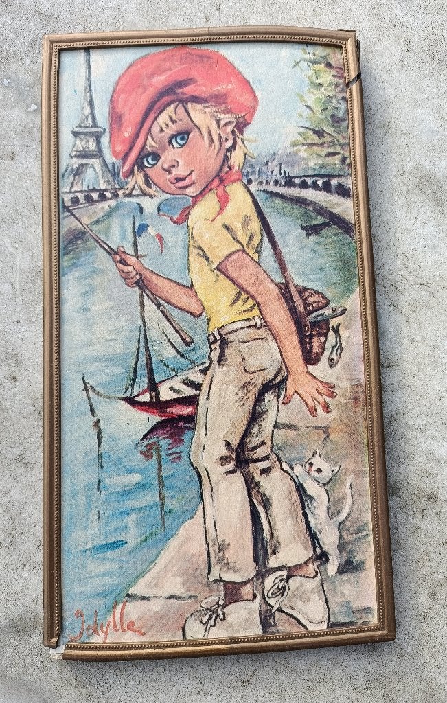 IDYLLE FALCONI (JOLYLLE) vintage 1960 big eyed girl fishing, Ophalen of Verzenden, Gebruikt