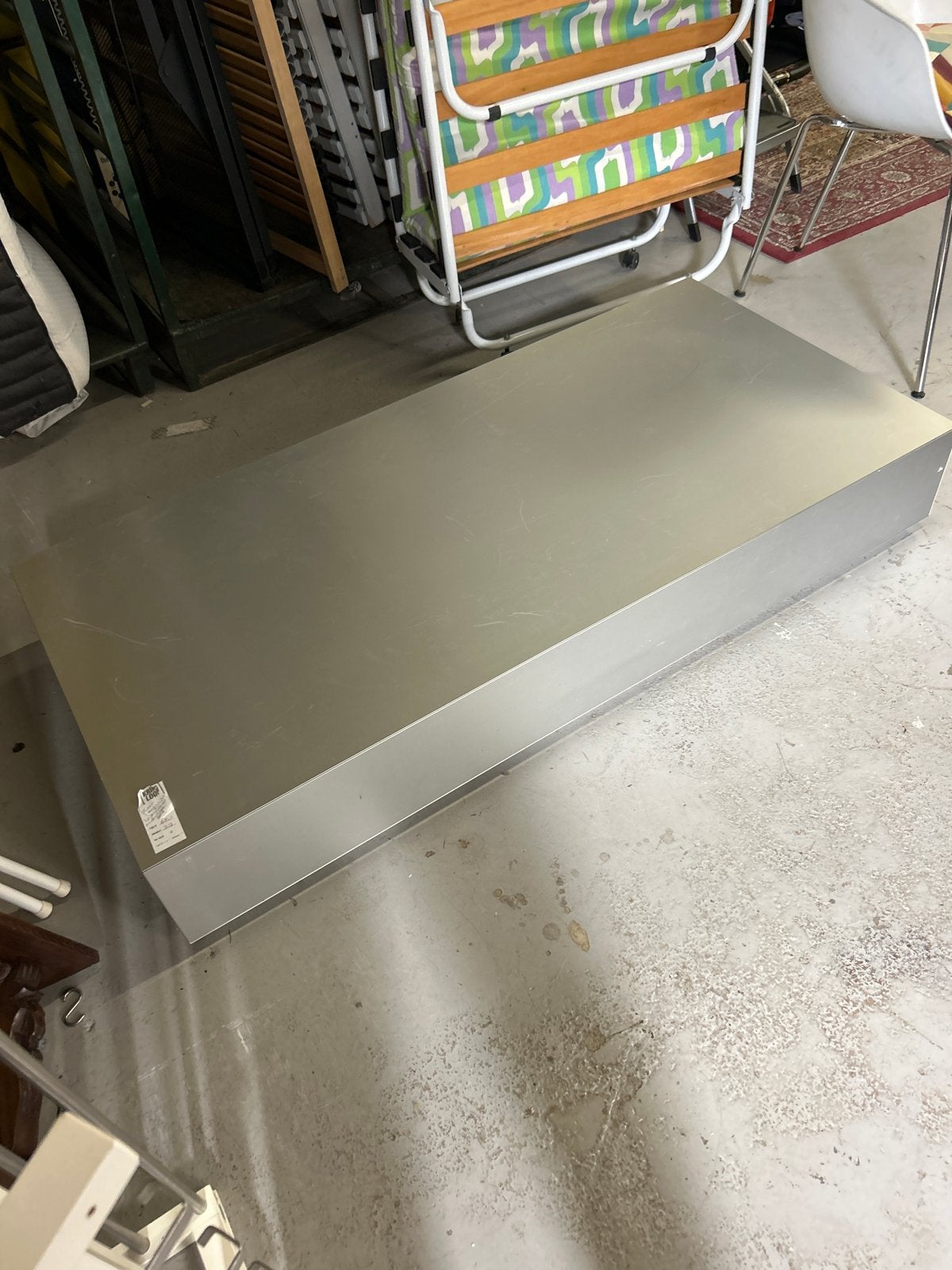 Zilvergrijze bedlade met soft close - 150x70x23 cm, Ophalen, Gebruikt, 190 cm of minder, Nb