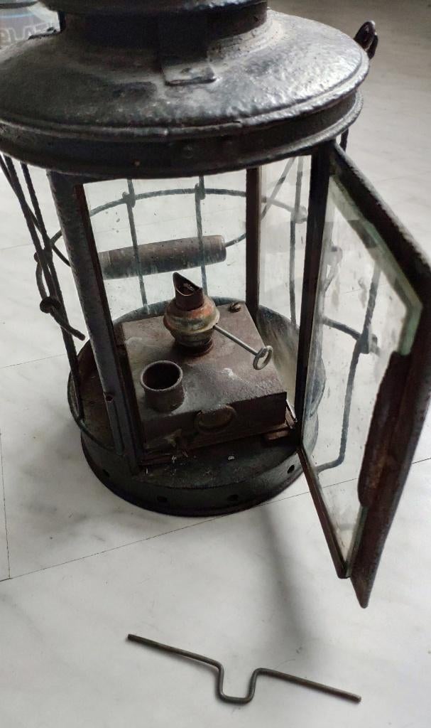 Loopgravenlamp WO1 antieke lantaarn olie kaars trench lamp, Antiek en Kunst, Ophalen