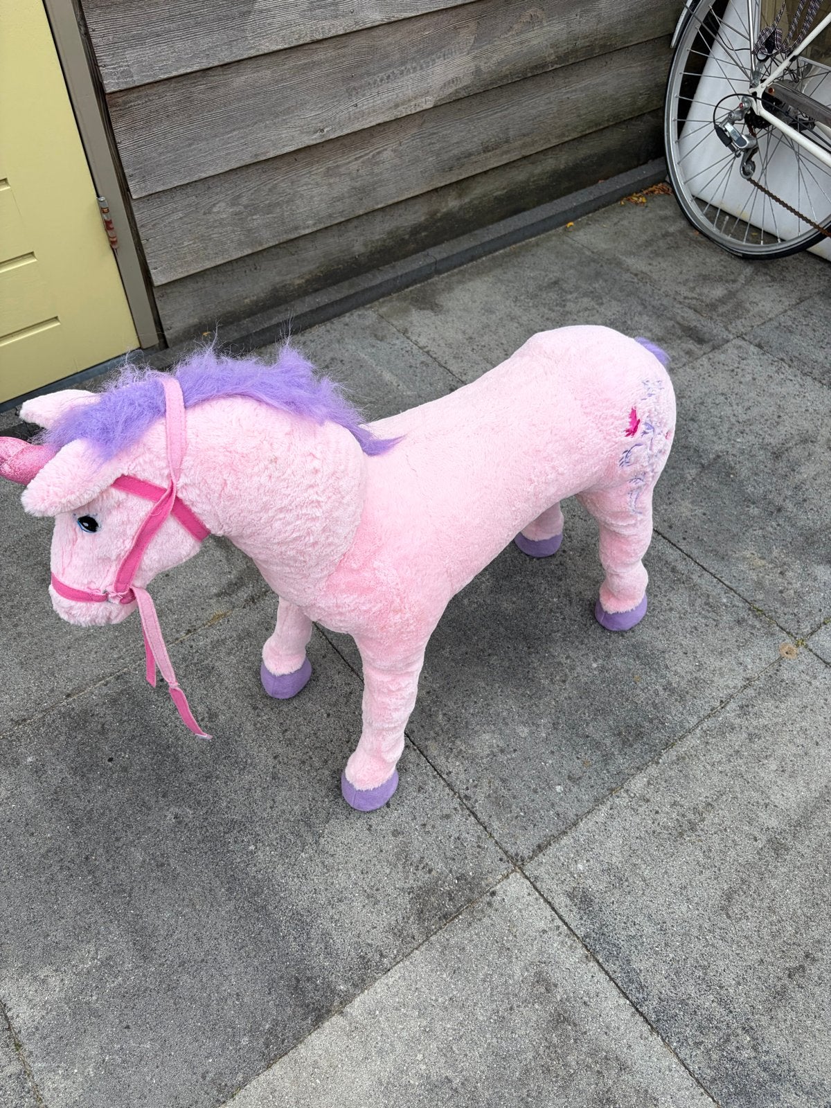Grote roze eenhoorn knuffel - speelgoed paard, Ophalen, Gebruikt, Eenhoorn, Met kleding of accessoire