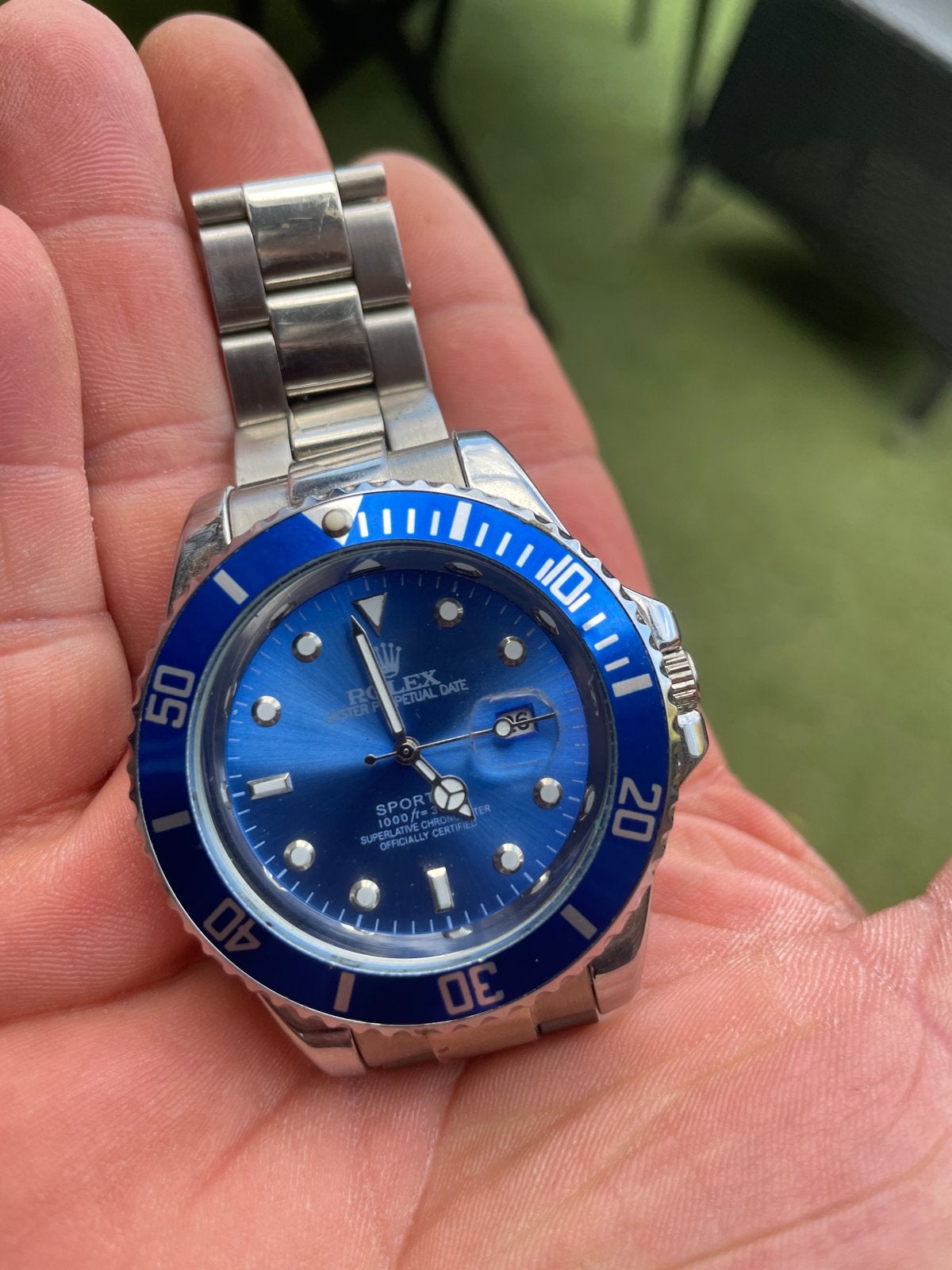 Rolex Submariner Stijl Herenhorloge - Blauw, Overige merken, Gebruikt, Staal, Polshorloge