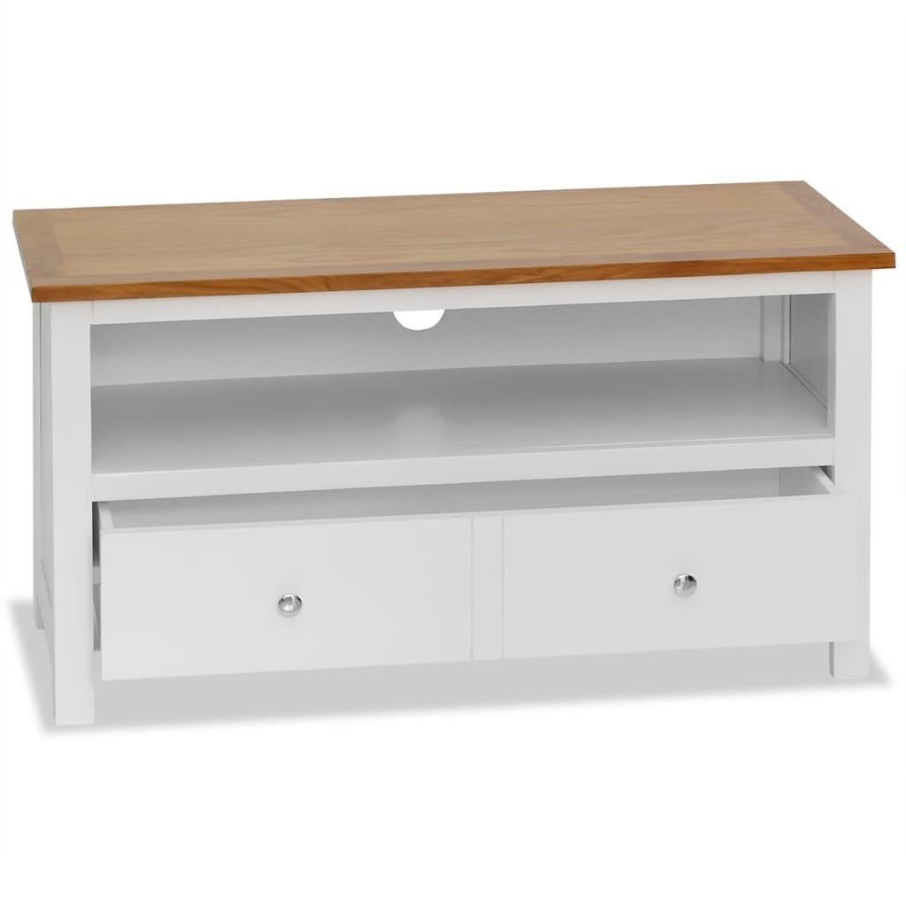 Houten TV-meubel Eiken & Wit - Scandinavisch nieuw in doos, Huis en Inrichting, Ophalen, ., Eikenhout, Nieuw
