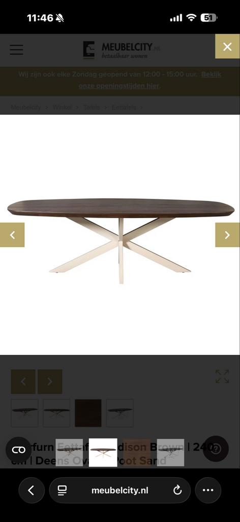 Starfurn Eettafel Madison Brown | 240 cm | Deens Ovaal, Huis en Inrichting, Tafels | Eettafels, Ophalen, 100 tot 150 cm, Ovaal
