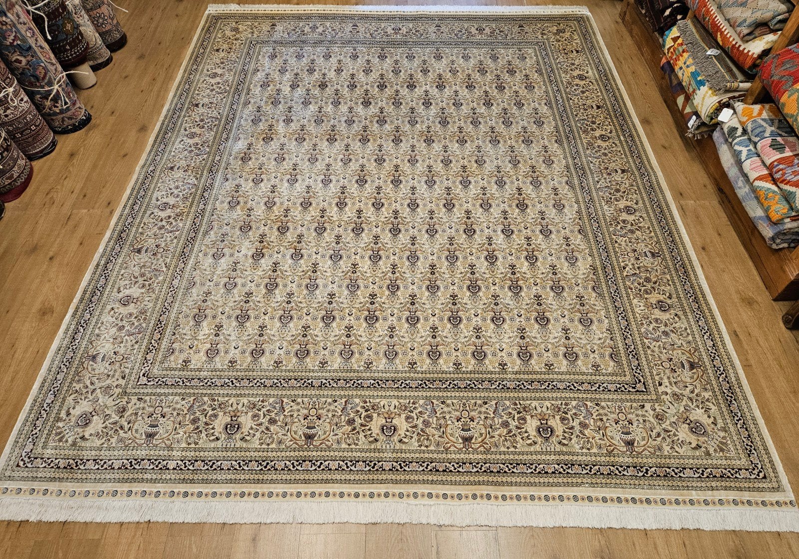 Vintage handgeknoopt oosters tapijt hereke zijde 320x249, Info@SlatsAntiek.nl, Tweedehands, Perzisch, 200 cm of meer