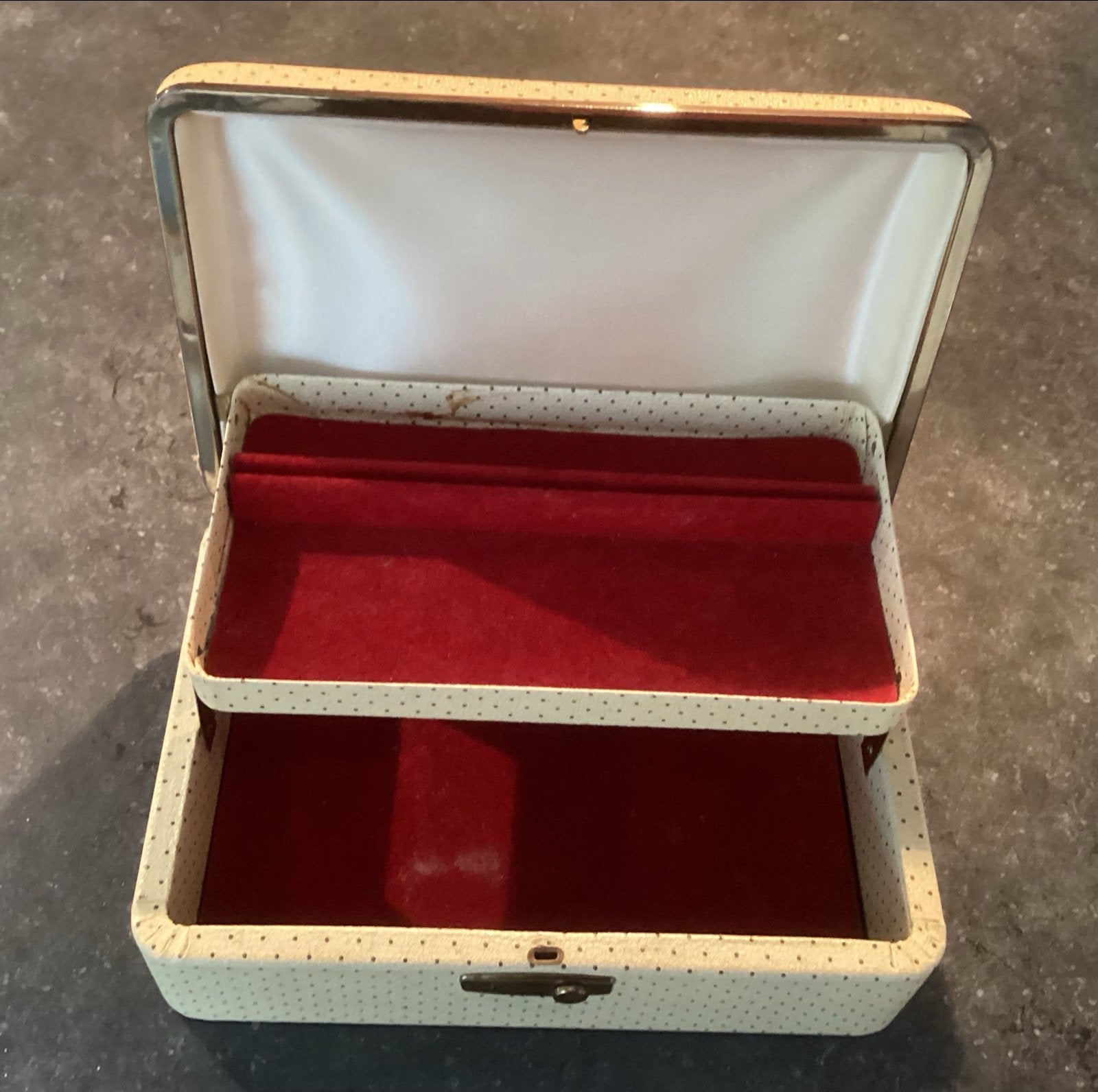 Vintage sieradendoosje, Ophalen of Verzenden, Gebruikt, Beige, Hardcase