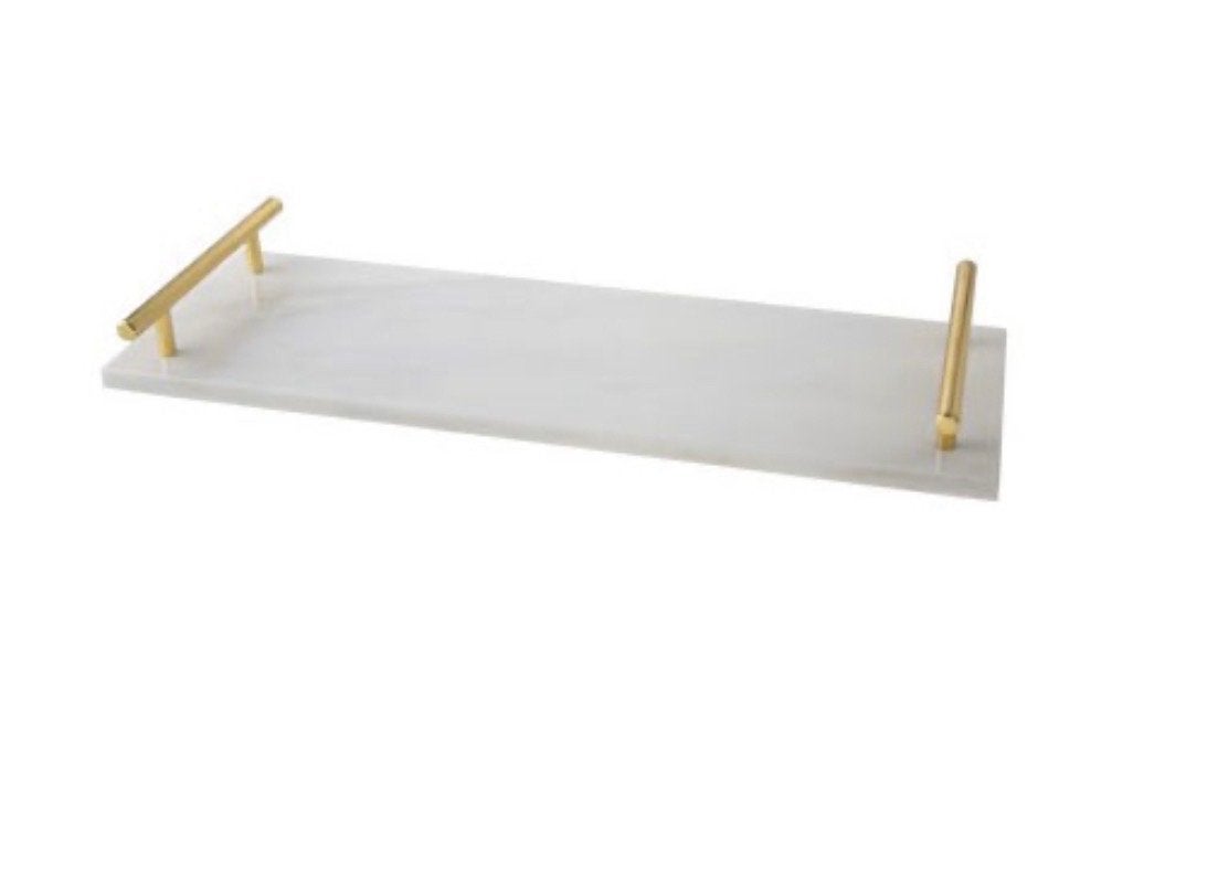 Marmeren Dienblad Cosy 40x14 cm met Gouden Handvatten, Verzenden, Nieuw, Dienblad, Met handvatten
