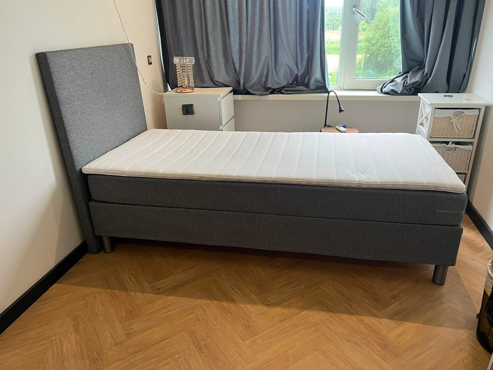 Boxcombinatie Alta 4-delig - donkergrijs - 90x200 cm, Huis en Inrichting, Tweepersoons, Ophalen of Verzenden, Zo goed als nieuw