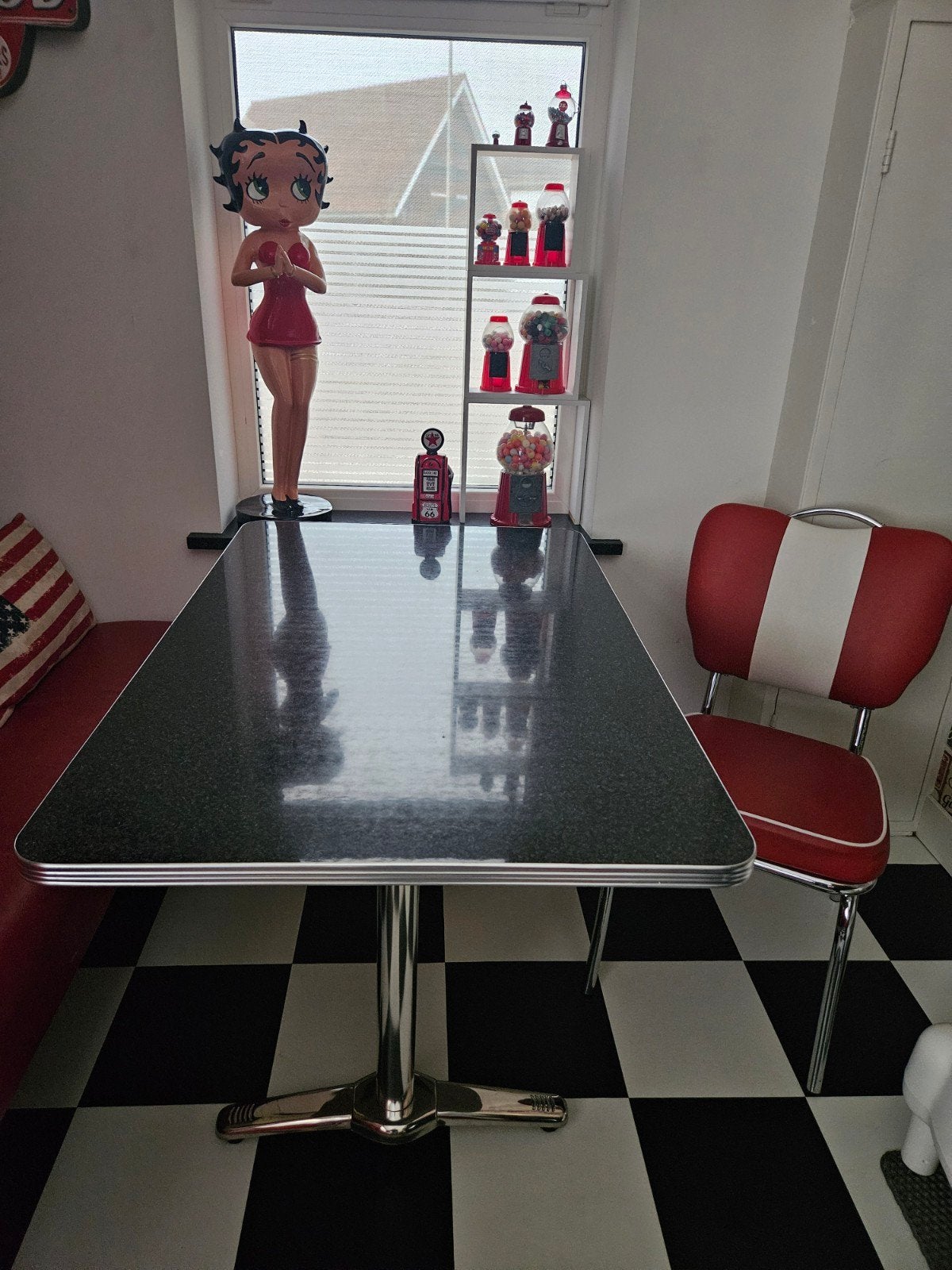 American diner tafel en stoel - Retro stijl, Ophalen, 100 tot 150 cm, Tot twee personen, 50 tot 100 cm