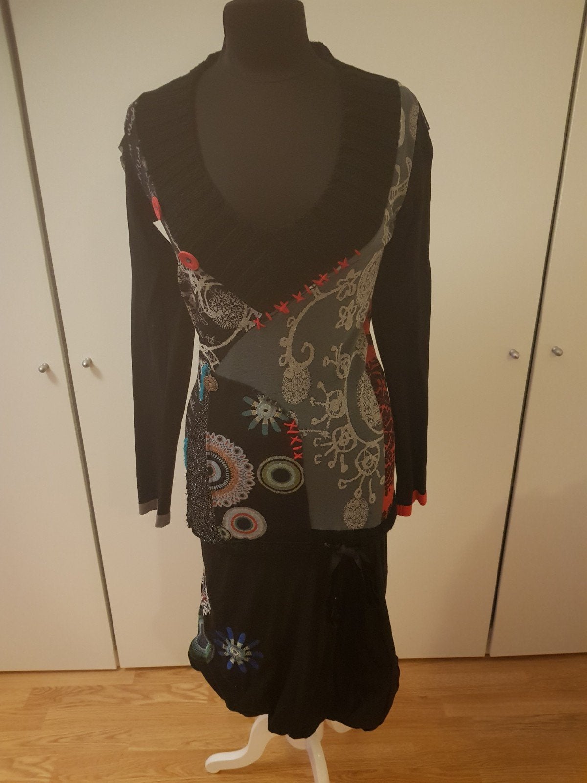 Desigual "Malena" patchwork jurk/ trui jurk - maat L, Zwart, Maat 42/44 (L), Ophalen of Verzenden, Zo goed als nieuw