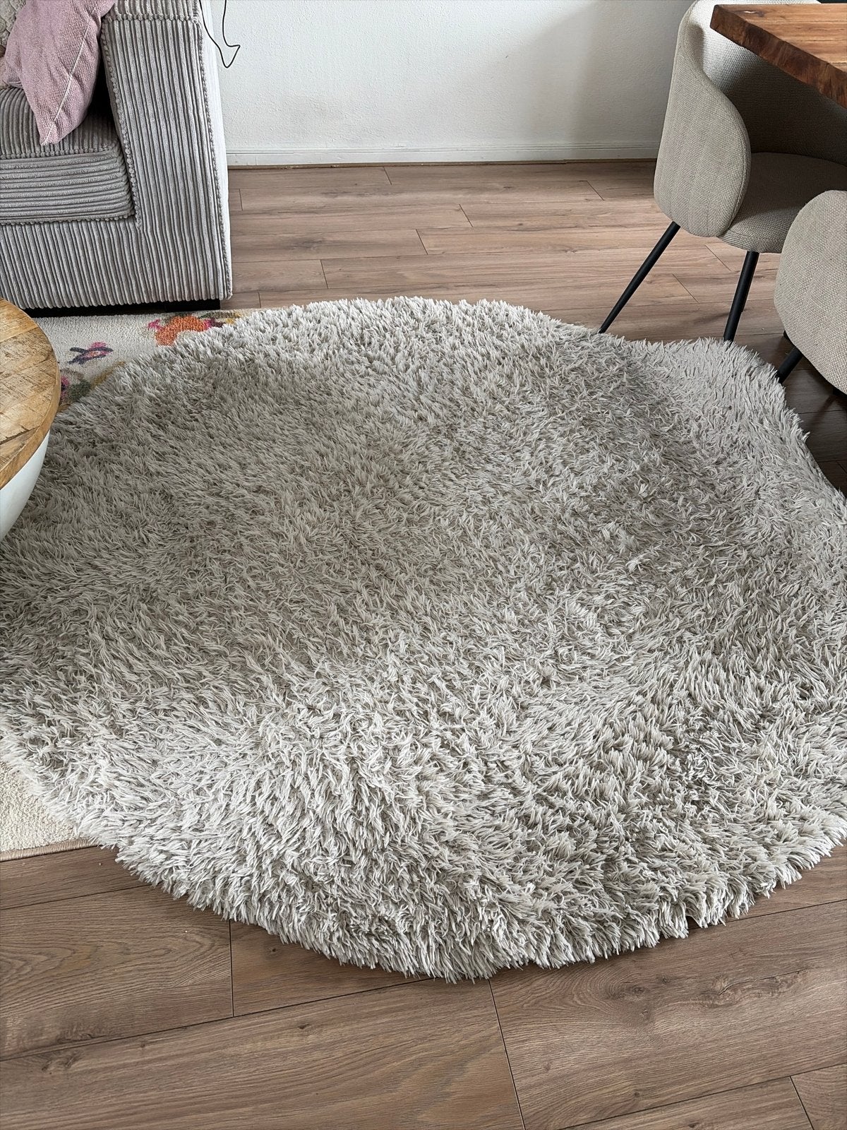 Rond creme kleur vloerkleed - 180 x 180, Huis en Inrichting, Ophalen, 150 tot 200 cm, Rond, Zo goed als nieuw