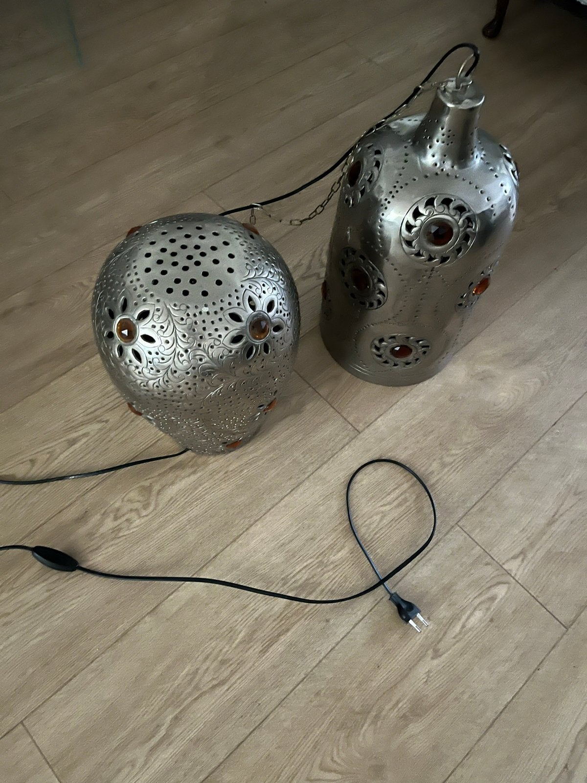 Set van 2 oosterse  lampen, Gebruikt, E14 (klein), Ophalen of Verzenden, Zilver