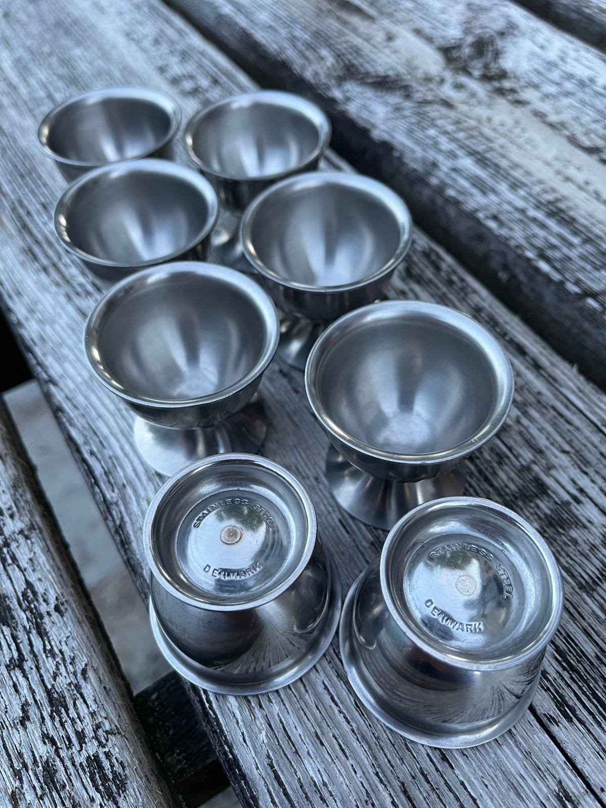 Set van 8 Vintage RVS Eierdopjes, Ophalen