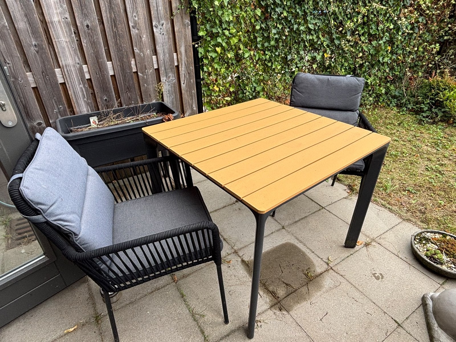 Tuinset met 2 stoelen en tafel, Gebruikt, Eettafel, Tuinset, Hout
