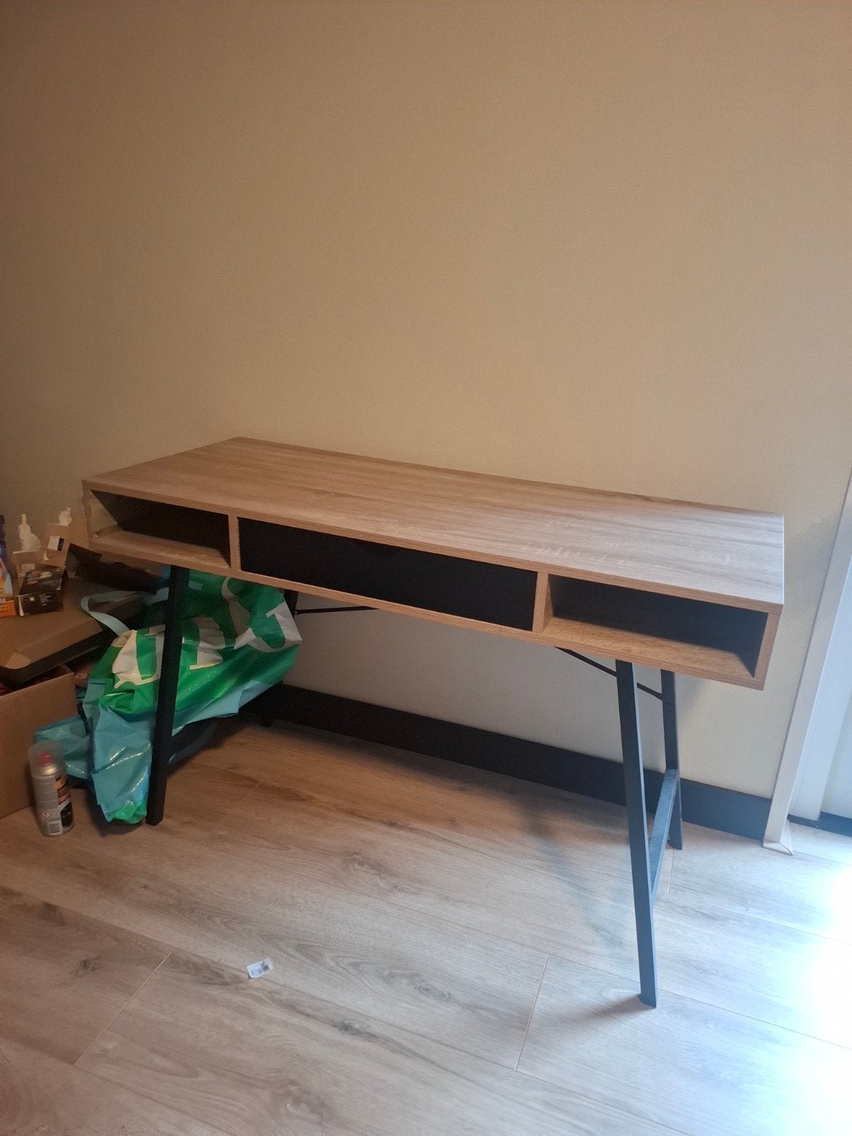 Modern bureau met opbergruimte - Zo goed als nieuw, Ophalen, Met lades, Hout, Bruin