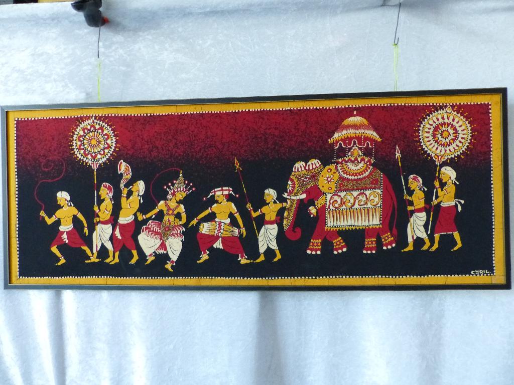 Mooie Vrolijke Handgemaakte Batik Doek - ingelijst, Ophalen