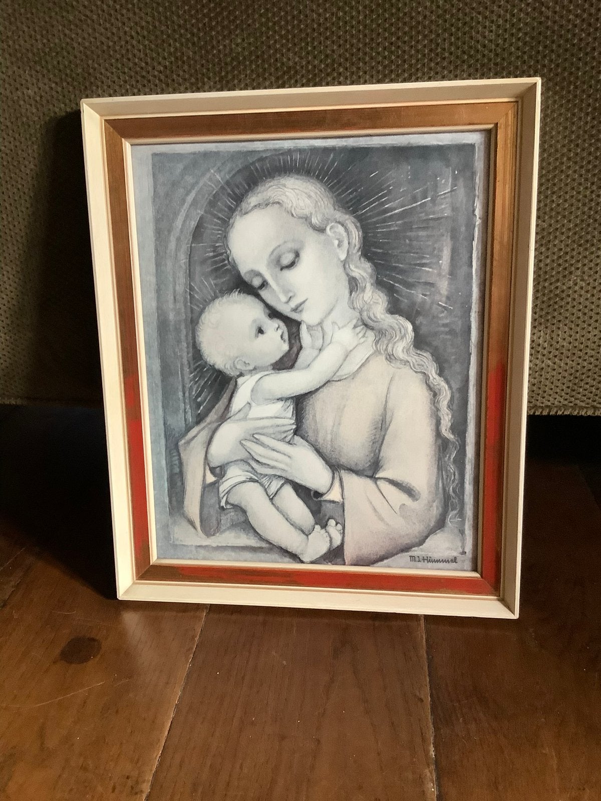 Prachtig liefelijk schilderij Maria met kind ❤️ M.J. Hummel, Antiek en Kunst, Antiek | Religie, Ophalen of Verzenden