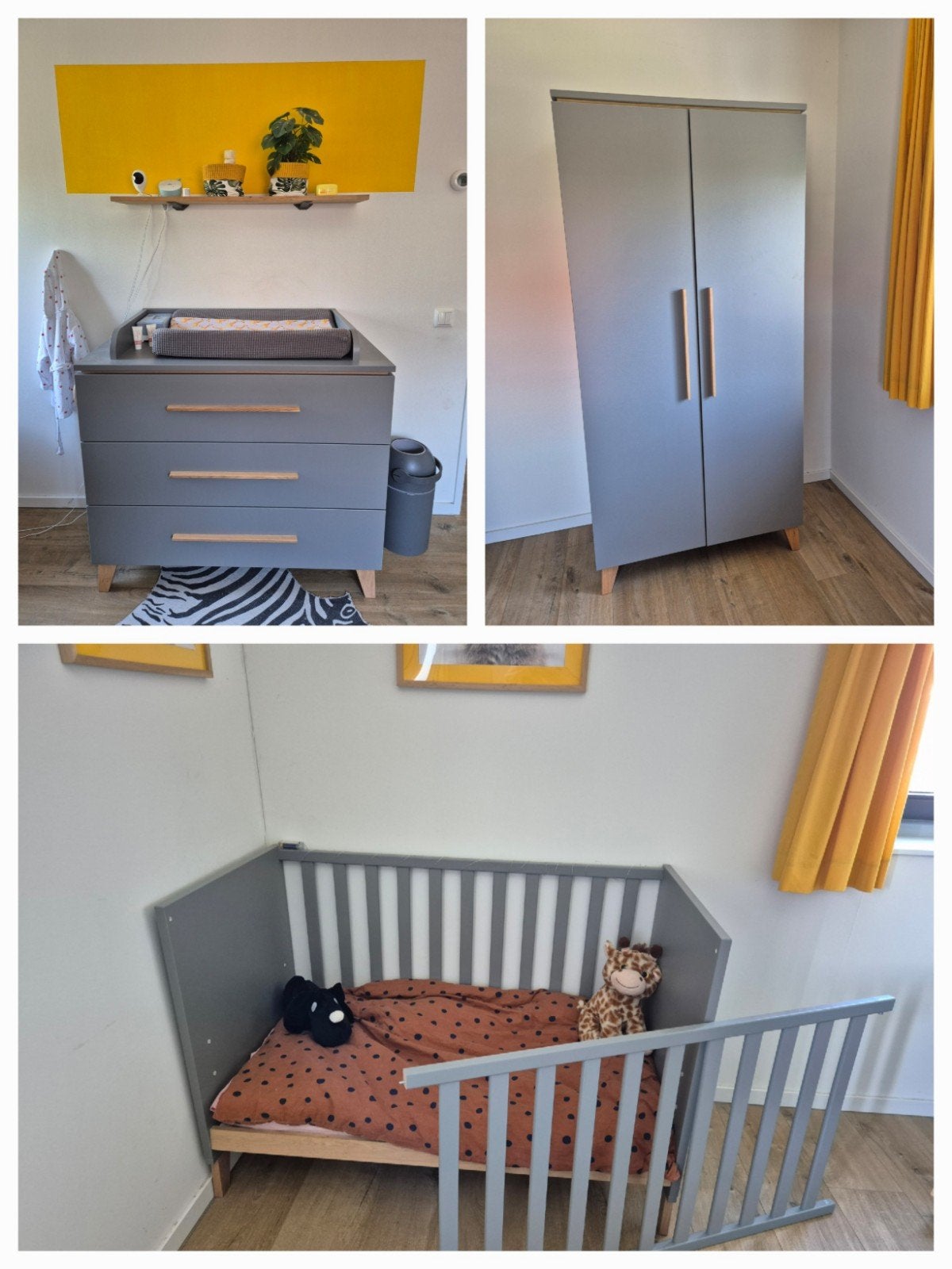Complete kinderkamer antraciet met eiken accenten, Ophalen, Zo goed als nieuw, Jongetje of Meisje