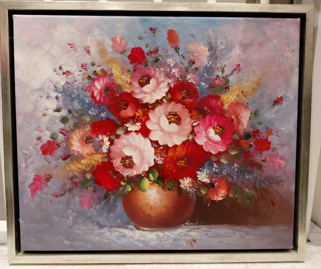 Schilderij met bloemen in lijst, Antiek en Kunst, Kunst | Schilderijen | Klassiek, Ophalen