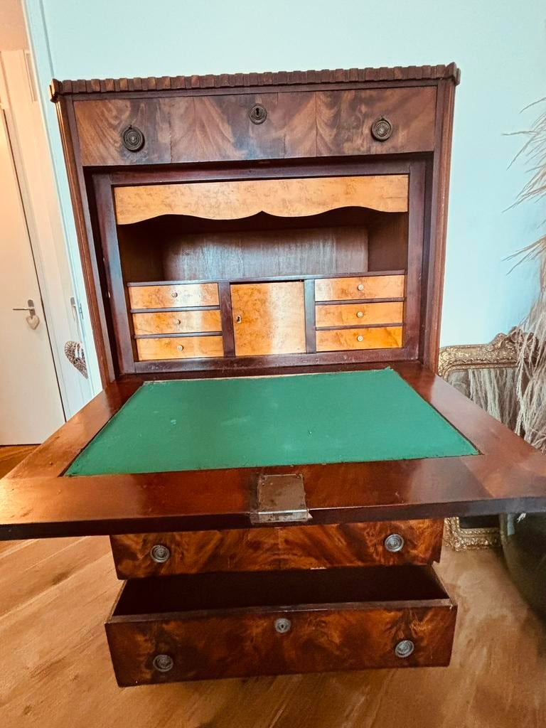 Secretaire schrijf Klepkast Mahonie hout, Ophalen of Verzenden