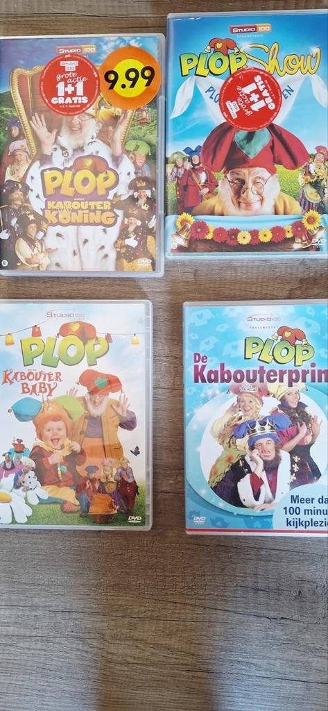 4 DVD's voor kinderen: Plop, Cd's en Dvd's, Alle leeftijden, Poppen, Ophalen of Verzenden, Zo goed als nieuw