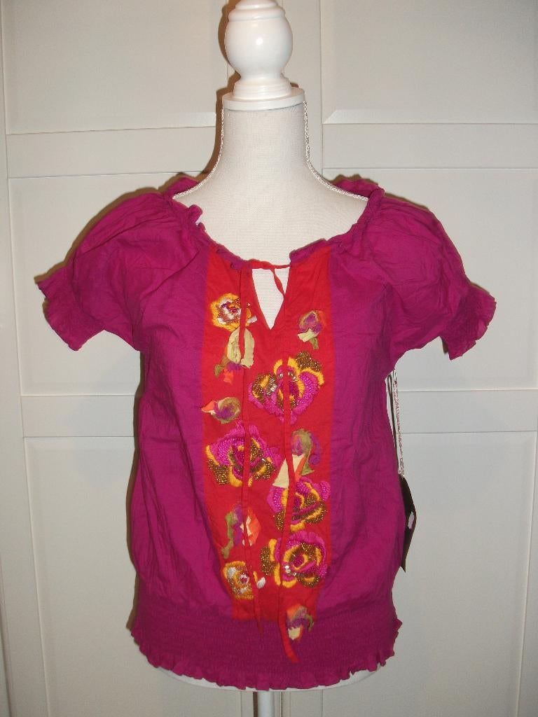 Moksha nieuwe cyclaam roze ibiza kraaltjes blouse top L, Maat 42/44 (L), Ophalen of Verzenden, Roze, Nieuw