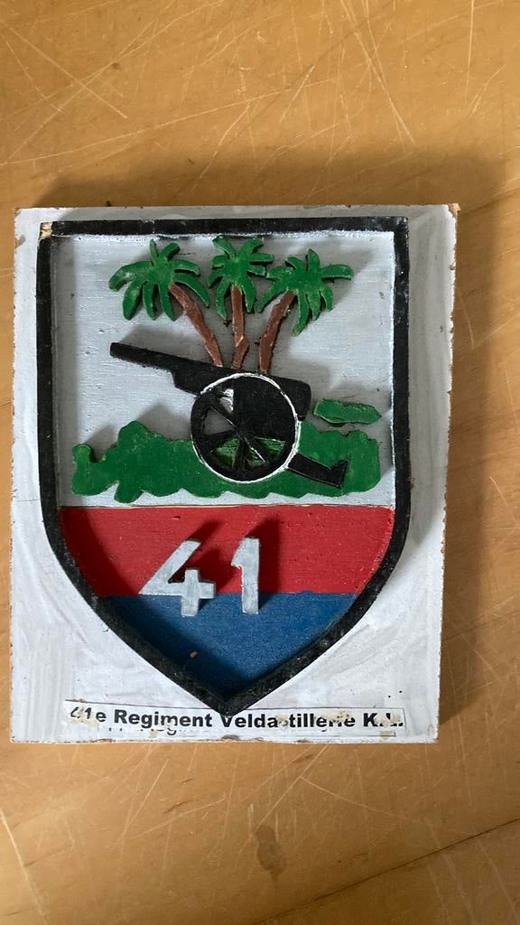 KNIL/KL 41e Regiment Veldartillerie, Ophalen of Verzenden, Landmacht, Nederland, Embleem of Badge