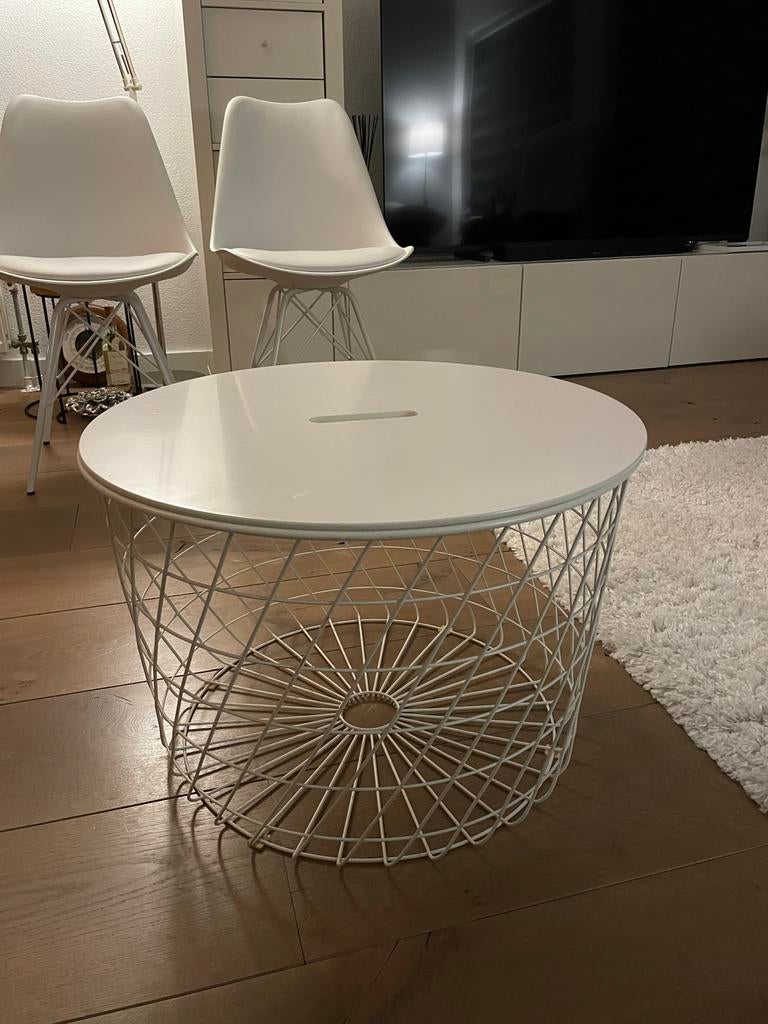 IKEA Salontafel met draadmand - Ø60cm, Ophalen, Gebruikt, Rond, 50 tot 100 cm