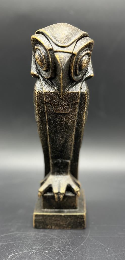 Art-Deco stijl uil van gietijzer., Ophalen of Verzenden