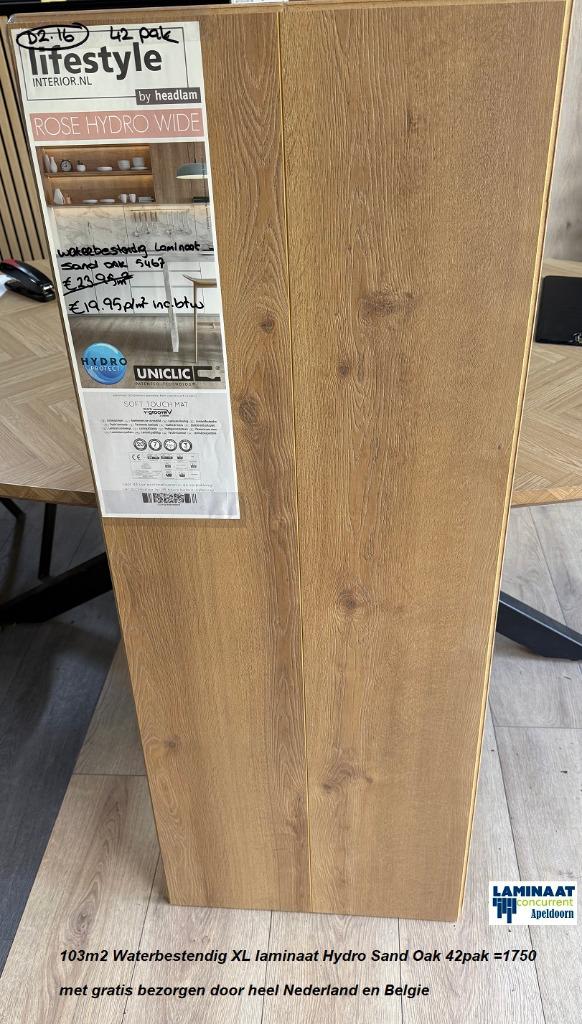 103m2 Waterbestendig Hydro laminaat Sand  Oak 42pak = €1750, Waterbestendig Hydro Laminaat natuur eiken, Nieuw, Ophalen of Verzenden
