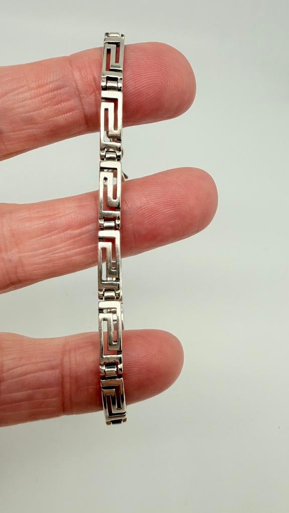 Zilveren Griekse armband, meander schakelarmand., Sieraden, Tassen en Uiterlijk, Armbanden, Ophalen of Verzenden, Zo goed als nieuw