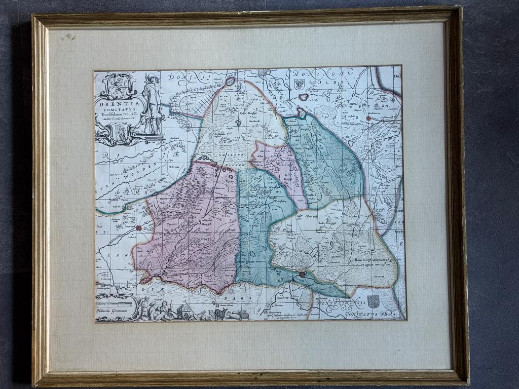 landkaart drenthe repro, Antiek en Kunst, Kunst | Etsen en Gravures, Ophalen of Verzenden
