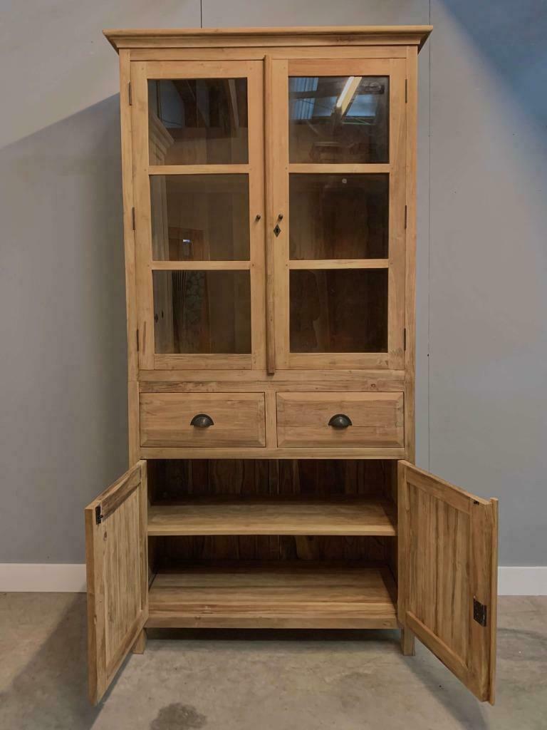 Massief teakhouten buffetkast 100cm breed, Met deur(en), 200 cm of meer, Teakhout, Nieuw