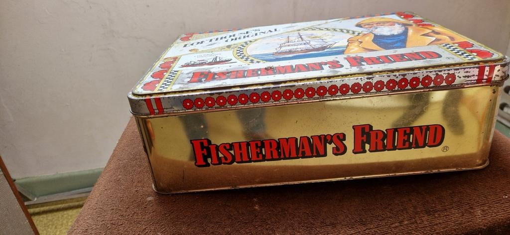 3 grote vintage fishermans blikken, Verzamelen, Blikken, Ophalen, Gebruikt, Overige