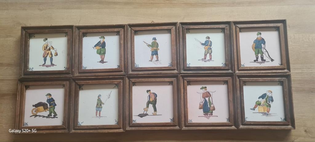 10 ingelijste Oudhollandse tegels van Koninklijke Tichelaa, Minder dan 50 cm, Nieuw, Ophalen of Verzenden, Minder dan 50 cm
