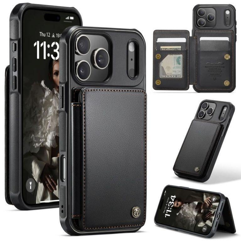 C22 Luxe Portemonnee Backcover voor iPhone 17 Pro _ Zwart, Verzenden, Nieuw, Hoesje of Tasje