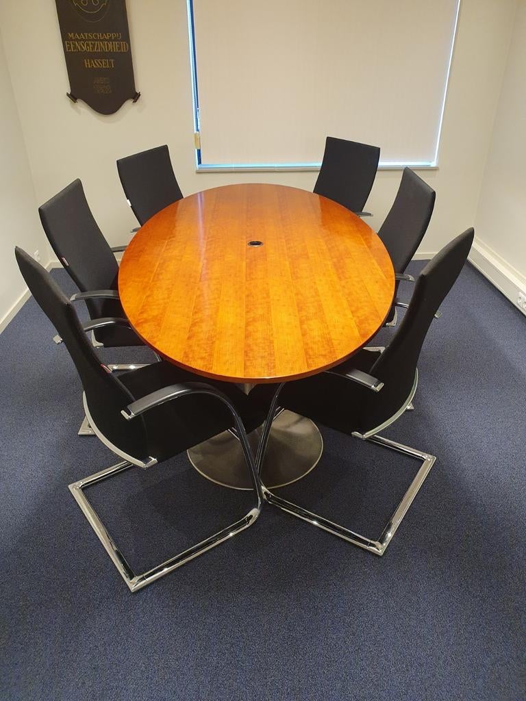 Eetkamertafel / vergadertafel 220x110 2x kolompoot, Huis en Inrichting, Tafels | Eettafels, 100 tot 150 cm, 200 cm of meer, Ophalen of Verzenden