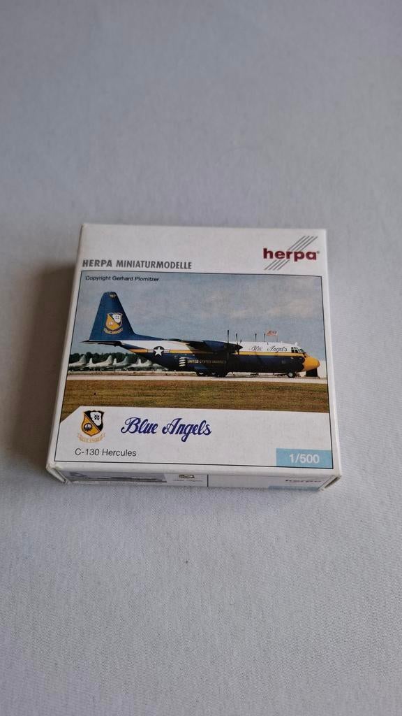 Herpa 1:500 Blue Angels Hercules C-130, Ophalen of Verzenden, Zo goed als nieuw, Schaalmodel