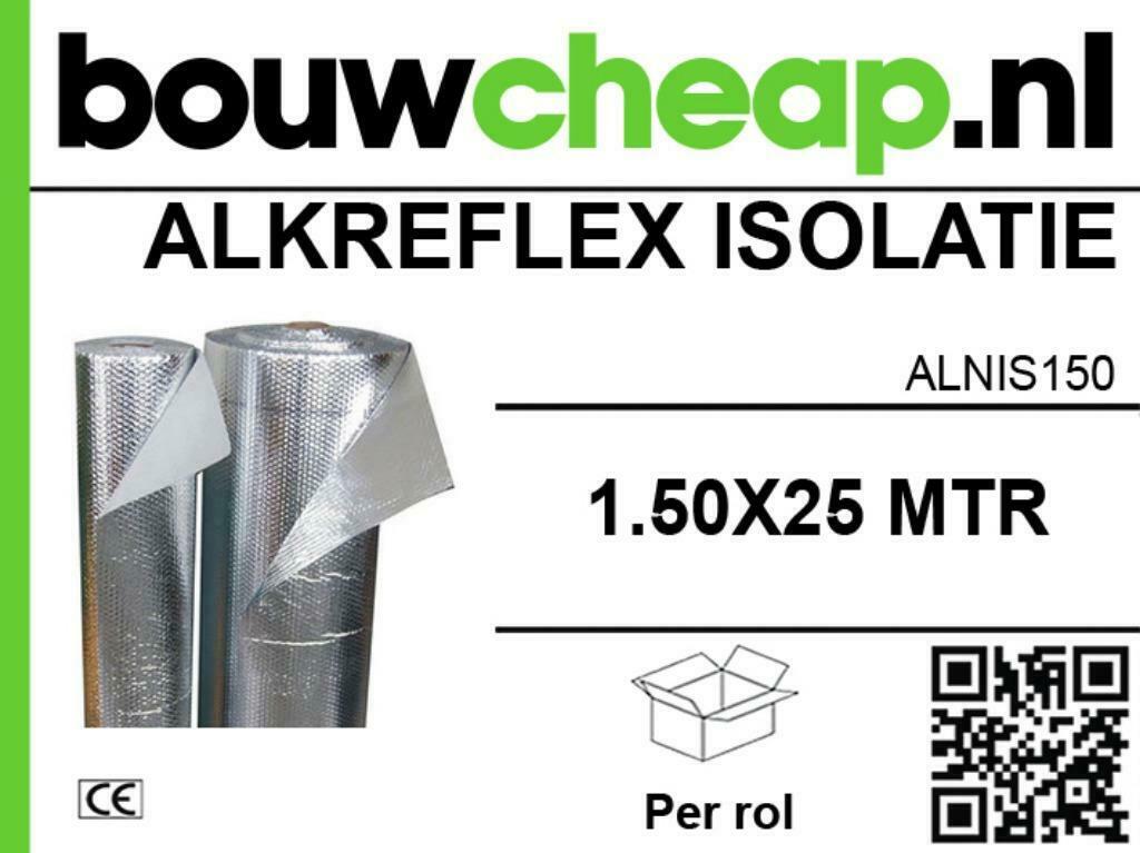 ALKREFLEX 1.50X25MTR.ROLLE EUR.140.60 PER ROL.BOUWCHEAP, Ophalen of Verzenden, Nieuw, Overige materialen, Dakisolatie