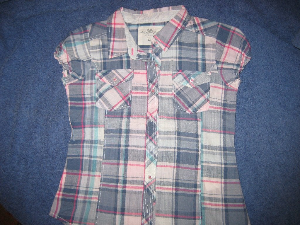 Geruite blouse, 122, H+M L.O.G.G. (384), Ophalen of Verzenden, Zo goed als nieuw, Meisje, Overhemd of Blouse