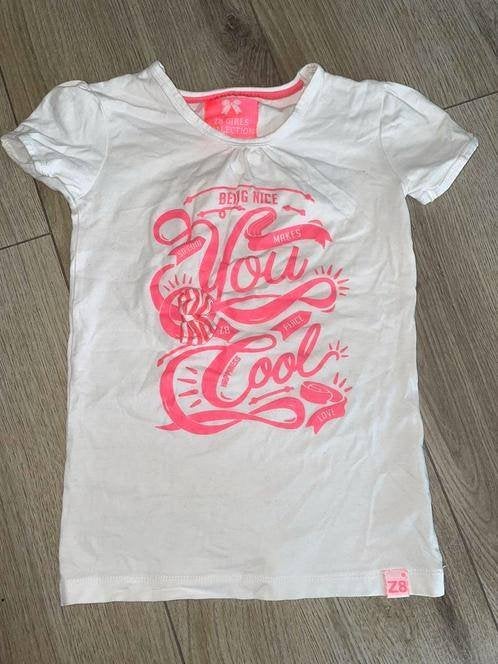 Z8 shirt shirtje tshirt 128 wit witte roze, Kinderen en Baby's, Kinderkleding | Maat 128, Gebruikt, Z8, Shirt of Longsleeve, Verzenden