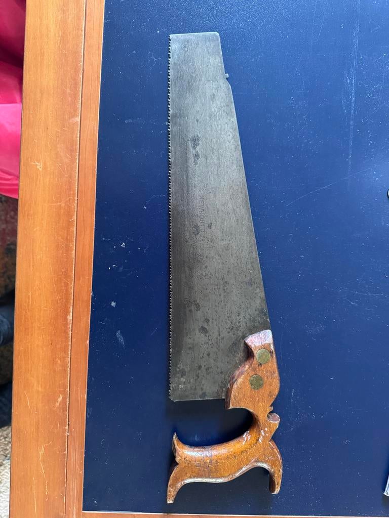 Antieke Sanderson Bros. Newboulder handzaag, 10 TPI, Ophalen