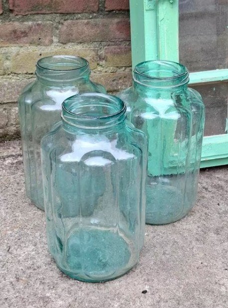 Oude vintage glazen honingpot honing pot vaas, Ophalen of Verzenden, N, T, V