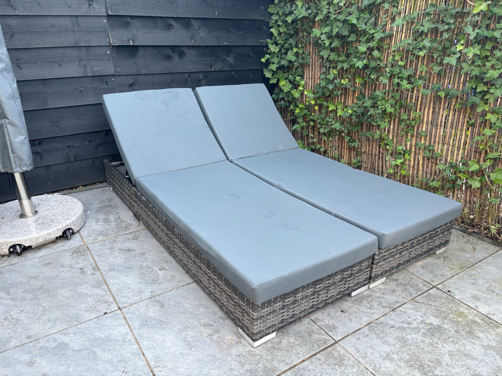 Set wicker rotan ligstoelen Nautica grijs, Ophalen, Gebruikt, Aluminium, Verstelbaar